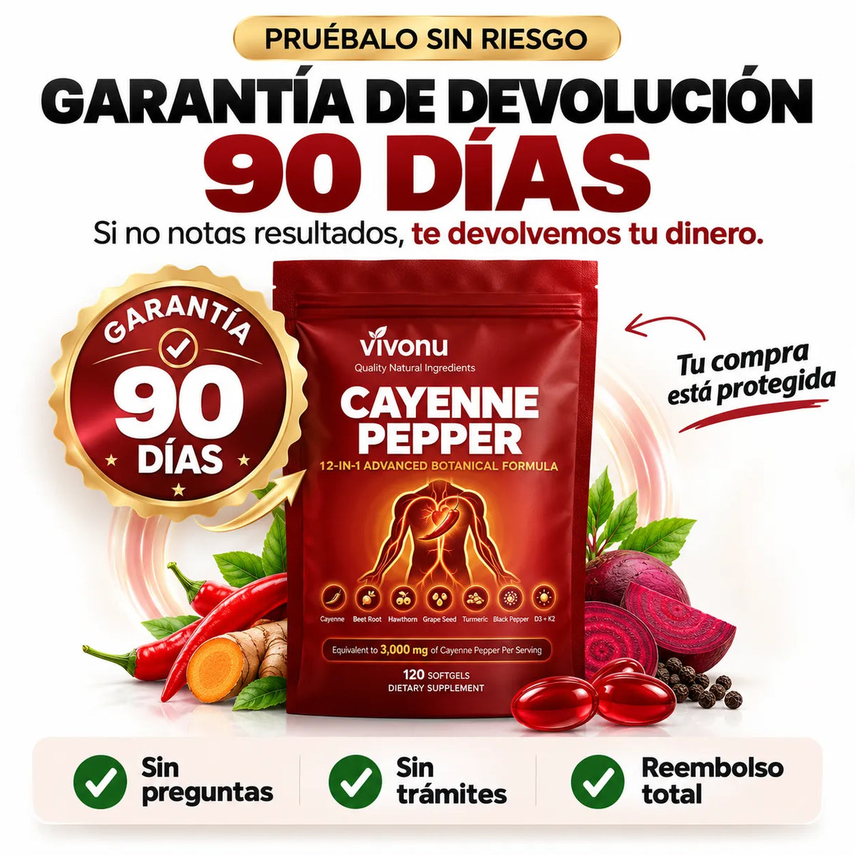 Cayenne Pepper - 120 Capsulas
